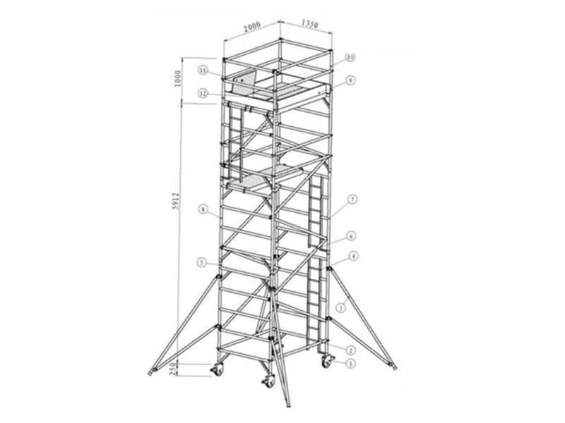 6米雙寬鋁合金腳手架