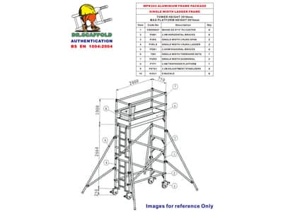 WPK202 - 2.91米平臺鋁合金移動式腳手架