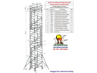 WPK122 - 12.19米平臺鋁合金移動式腳手架